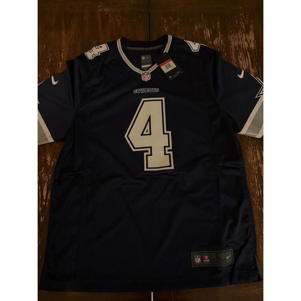 Nike Dak Prescott Navy Dallas Cowboys Game Team Jersey - Size L  (NEW)